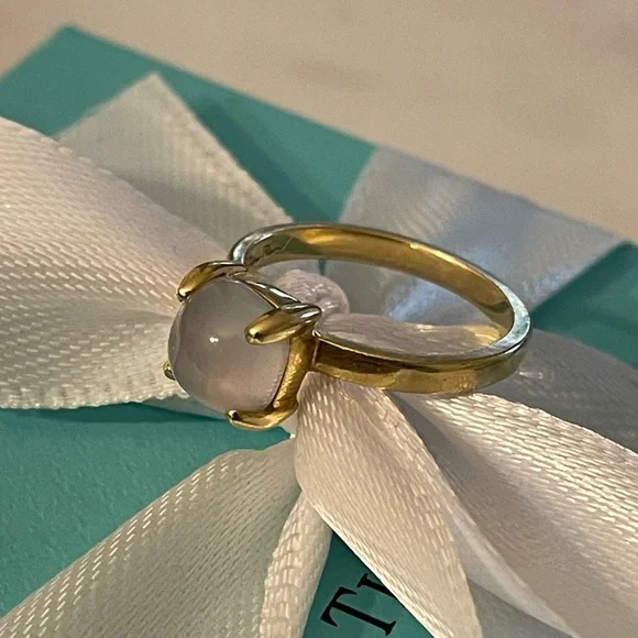 ❌SOLD❌Tiffany RARE gold chalcedony sugar stack ring size 6.25 - Picture 6 of 10